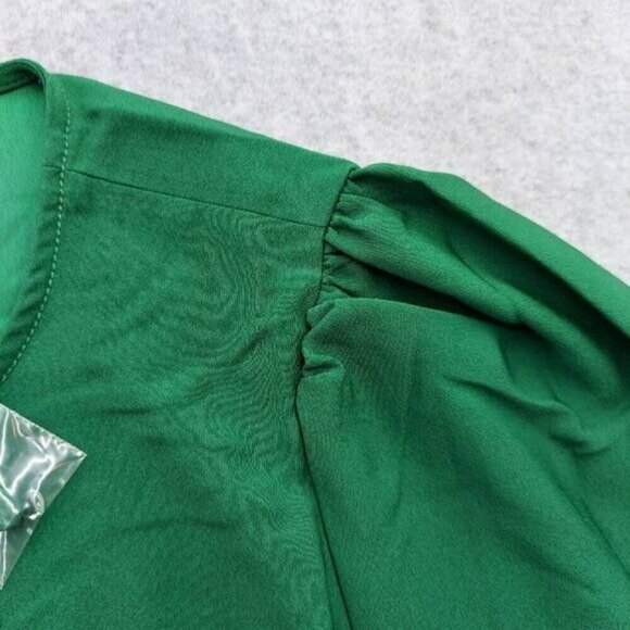 J Crew Green Puff Sleeve Keyhole Neckline Crepe Top Blouse BL711 Women Size XSP - Picture 9 of 15